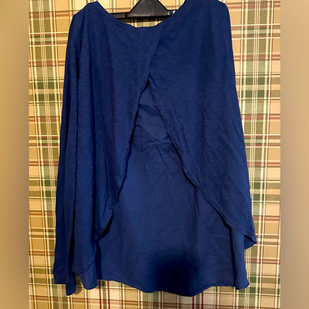 NWT New Fresh Produce Gemma Drape Tulip Back Top Navy Moonlight Blue Cotton XL - Picture 2 of 4